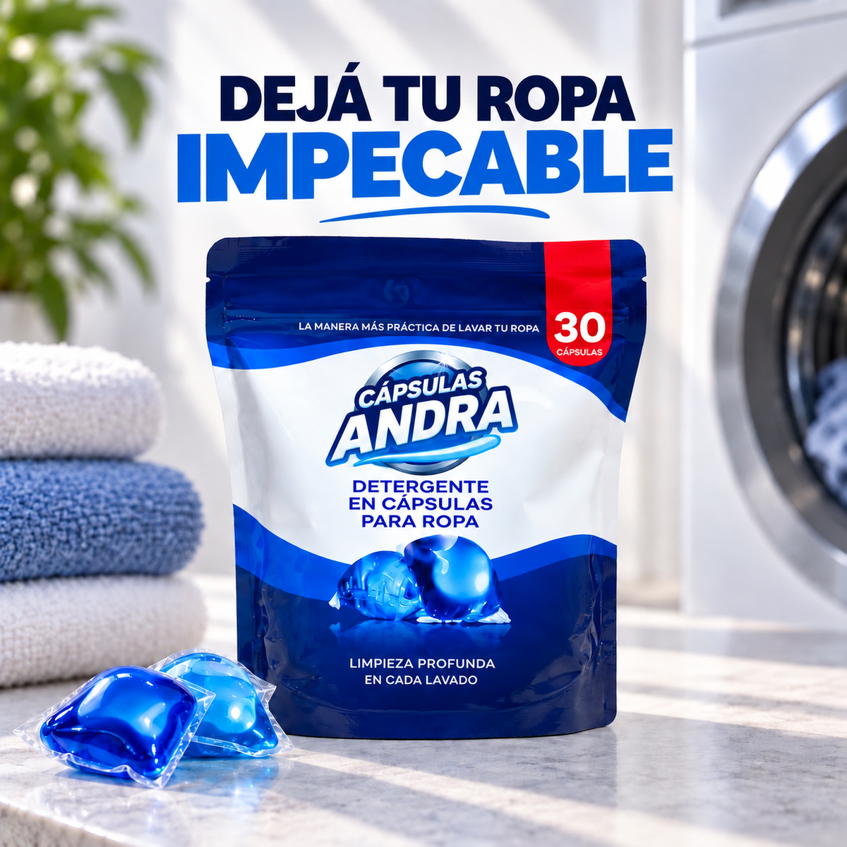 CÁPSULAS PARA LAVAR ROPA 3 EN 1 | DETERGENTE, QUITA MANCHAS Y SUAVIZANTE