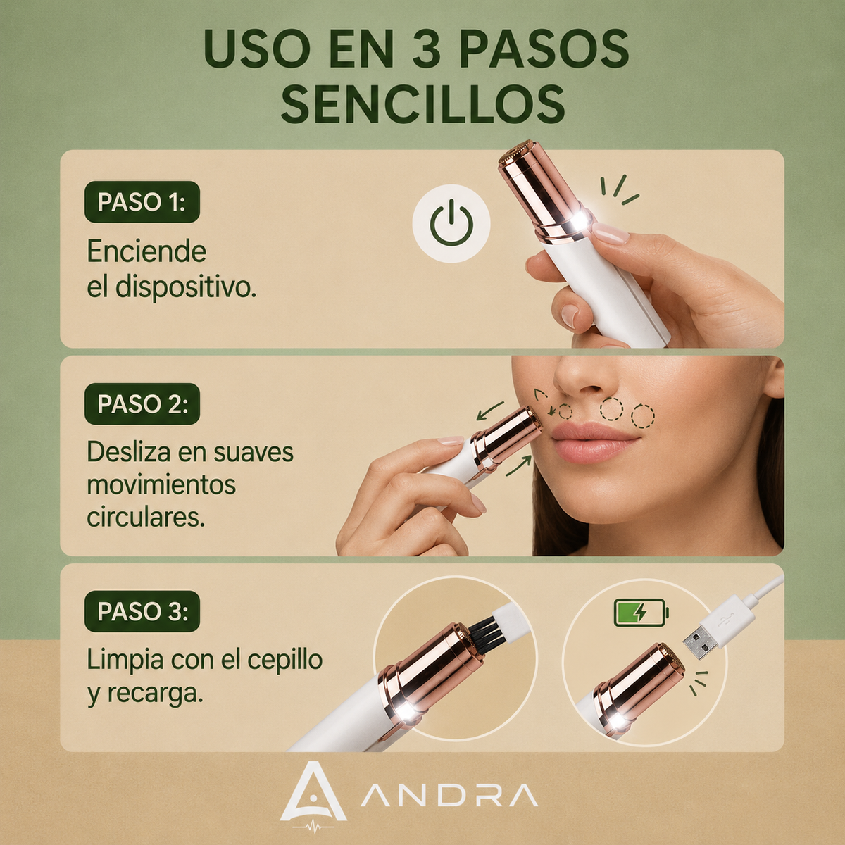 Depilador Facial Portátil | Elimina vellos sin dolor