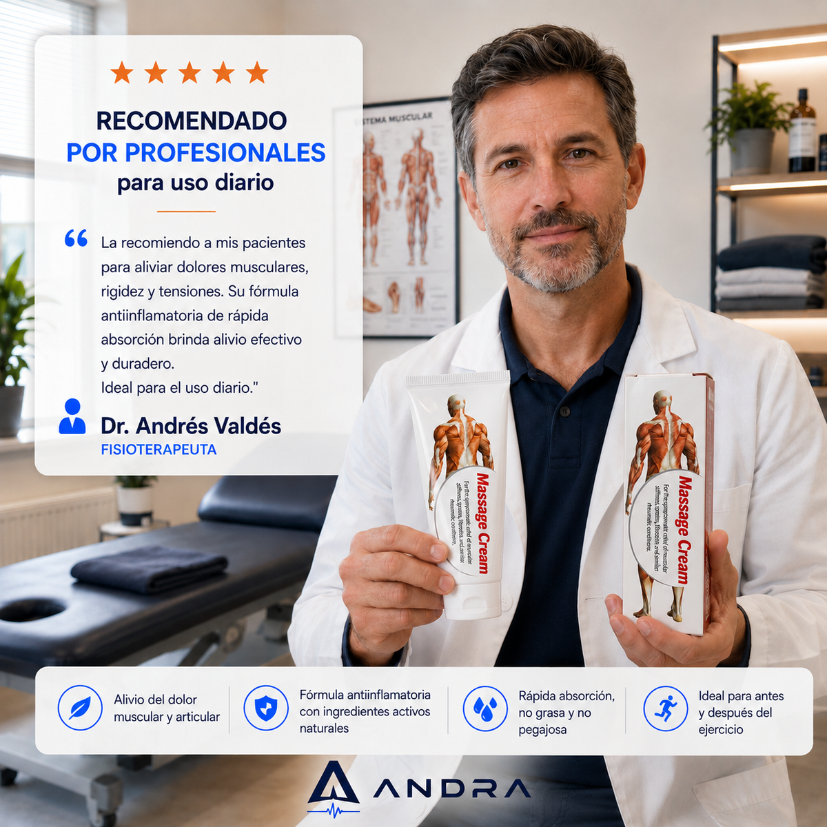 Crema masajeadora relajante | ideal para rigidez y dolor muscular